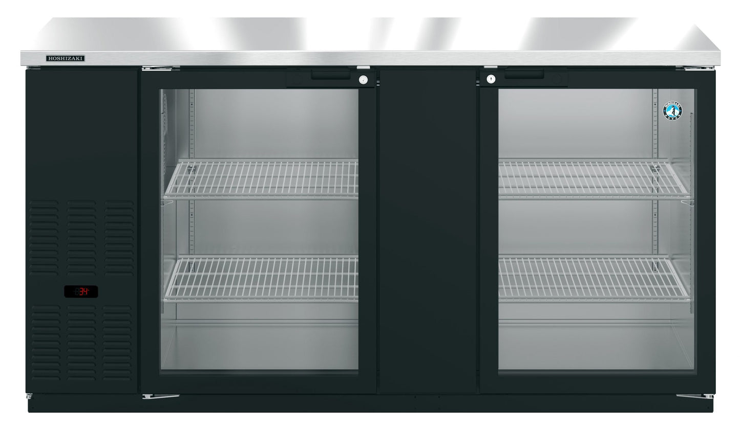 Hoshizaki BB69-G | 70" Wide 2 Glass Door Black Vinyl Back Bar - BB69-G