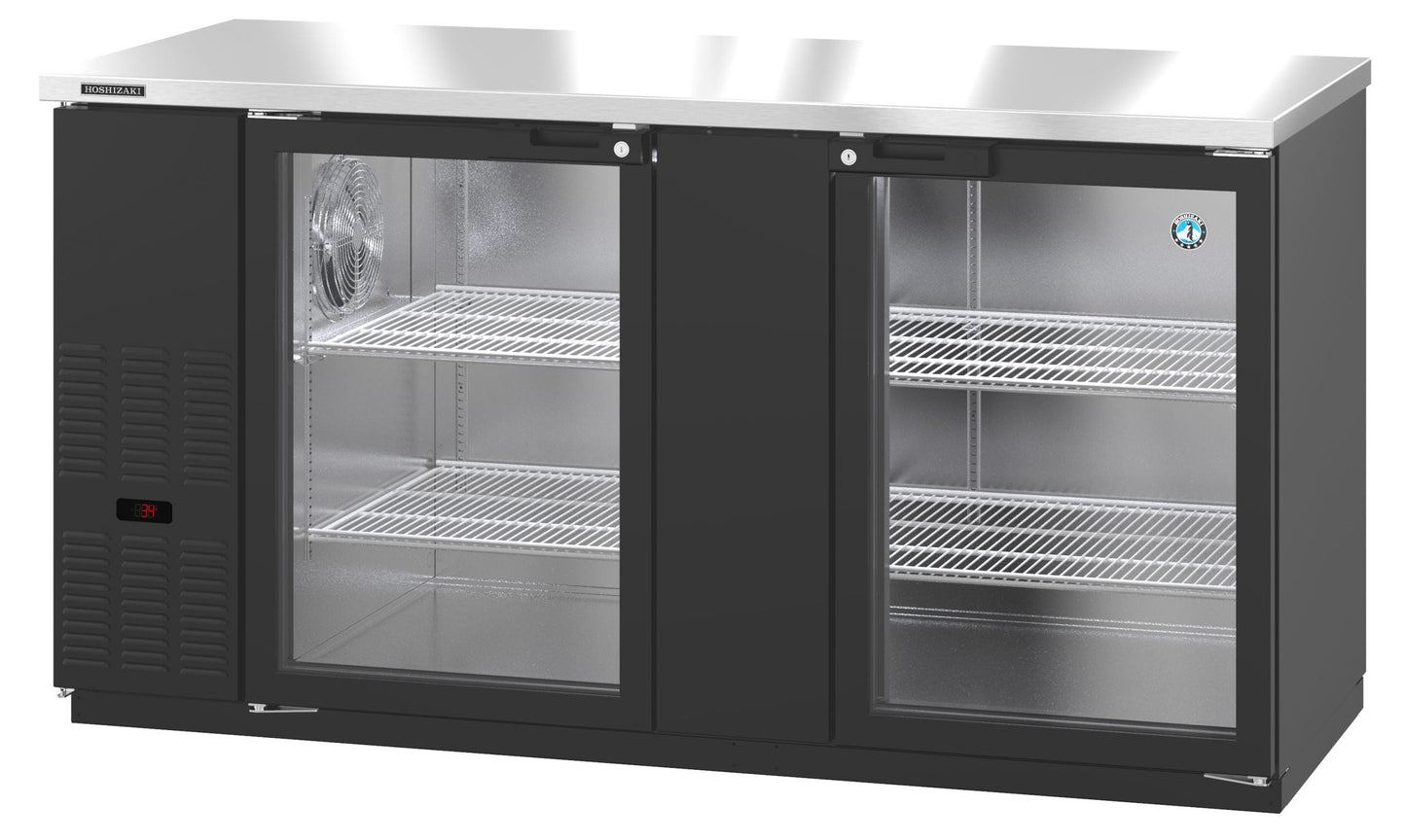 Hoshizaki BB69-G | 70" Wide 2 Glass Door Black Vinyl Back Bar - BB69-G