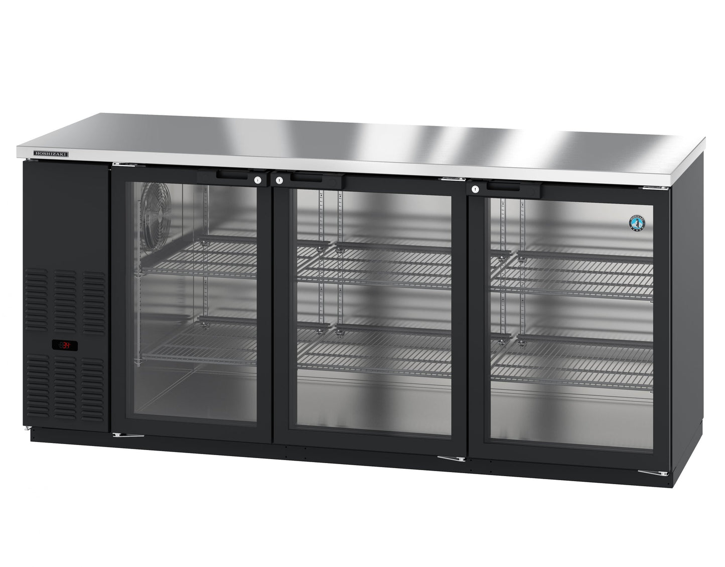Hoshizaki BB80-G | 80" Wide 3 Glass Door Black Vinyl Back Bar - BB80-G