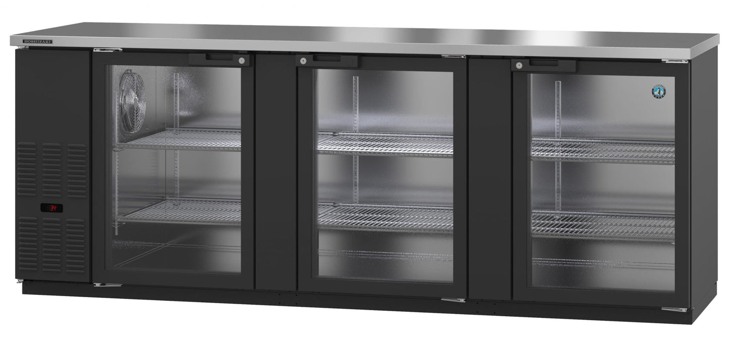 Hoshizaki BB95-G | 96" Wide 3 Glass Door Black Vinyl Back Bar - BB95-G