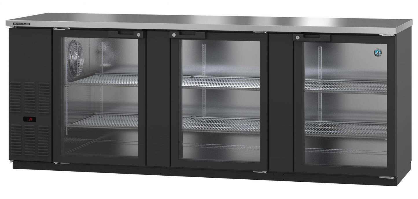 Hoshizaki BB95-G | 96" Wide 3 Glass Door Black Vinyl Back Bar - BB95-G