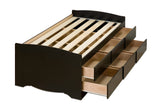 Prepac Tall Twin Captain's Platform Storage Bed with 6 Drawers - Black - BBT-4106-K