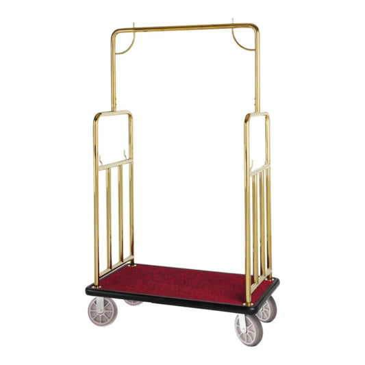 Hospitality 1 Source BCF107TG Contemporary Bellman's Cart — Titanium Gold - 8" semi-pneumatic wheels - BCF107TG