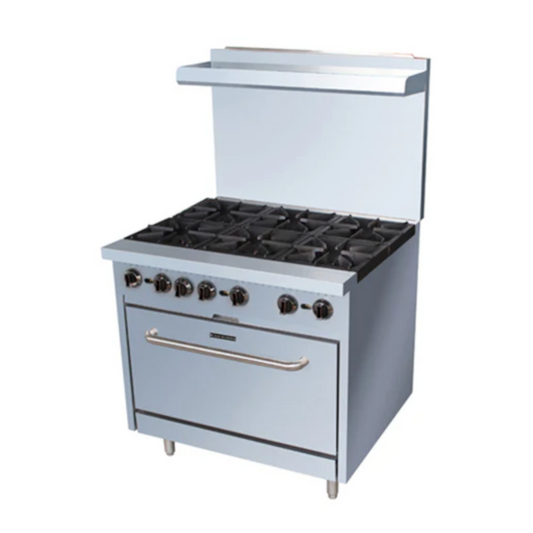 Adcraft Black Diamond Six Burner Gas Range with Oven - BDGR-36/NG