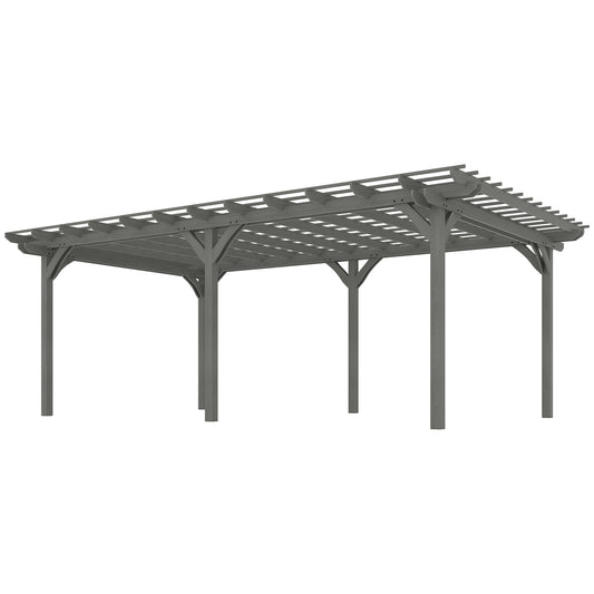 12' x 20' Wood Pergola with Sturdy Trellis for Climbing Plants, Gray