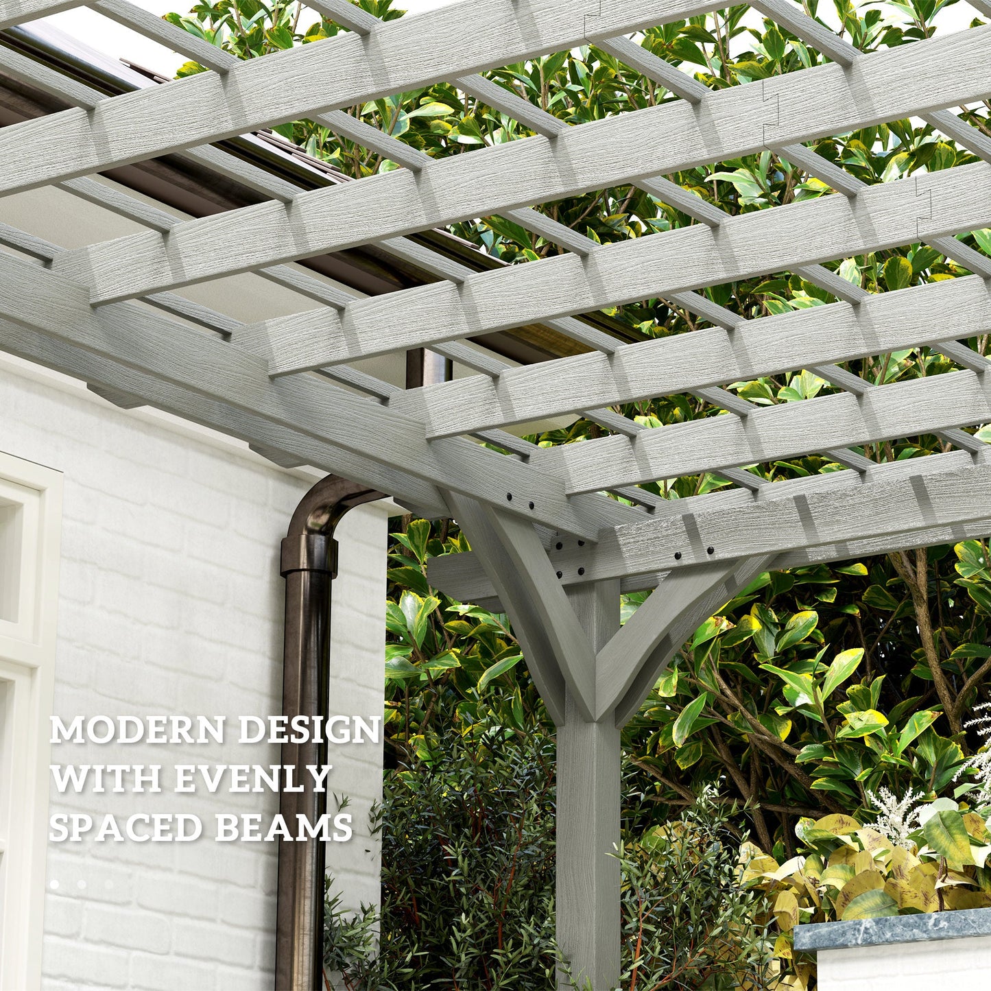 12' x 20' Wood Pergola with Sturdy Trellis for Climbing Plants, Gray