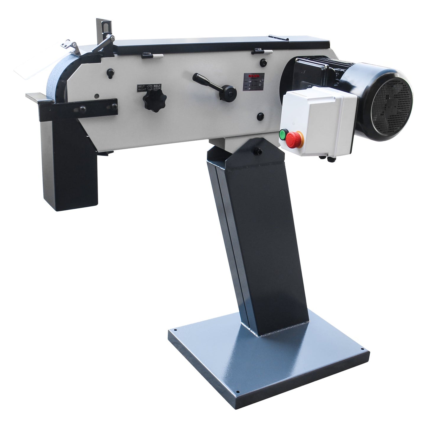 Kaka Industrial BG-3 Belt Grinder, 3 x 79 in Belt Sander, Wheel Metal Belt Grinder/Sander, Sander with Cast Iron Base, High Speed Belt Grinder 220V-60HZ-1PH - 189001