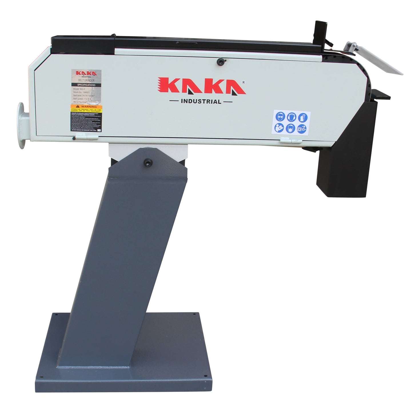 Kaka Industrial BG-3 Belt Grinder, 3 x 79 in Belt Sander, Wheel Metal Belt Grinder/Sander, Sander with Cast Iron Base, High Speed Belt Grinder 220V-60HZ-1PH - 189001