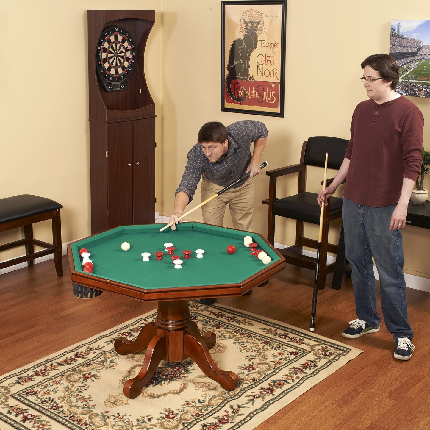 Hathaway Kingston Oak Octagon 3 in 1 Poker Table - BG2351T