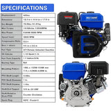 BILT HARD 420cc 15HP Gas Engine with Electric Start, Horizontal Shaft 4 Stroke OHV Gas Motor, Gas Powered Multi-Use Engine - TEA-0304