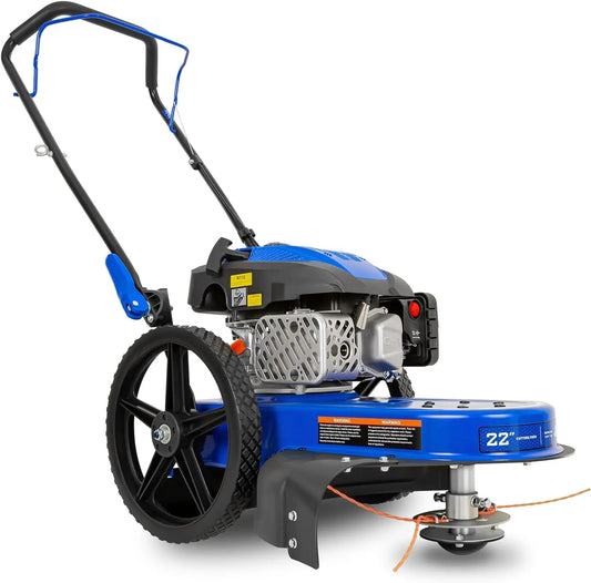 BILT HARD Walk Behind String Trimmer, 170cc 4-Cycle Gas Brush Hog Mower, 22" Cutting, 14" Flat Free Wheels – TJA-1053