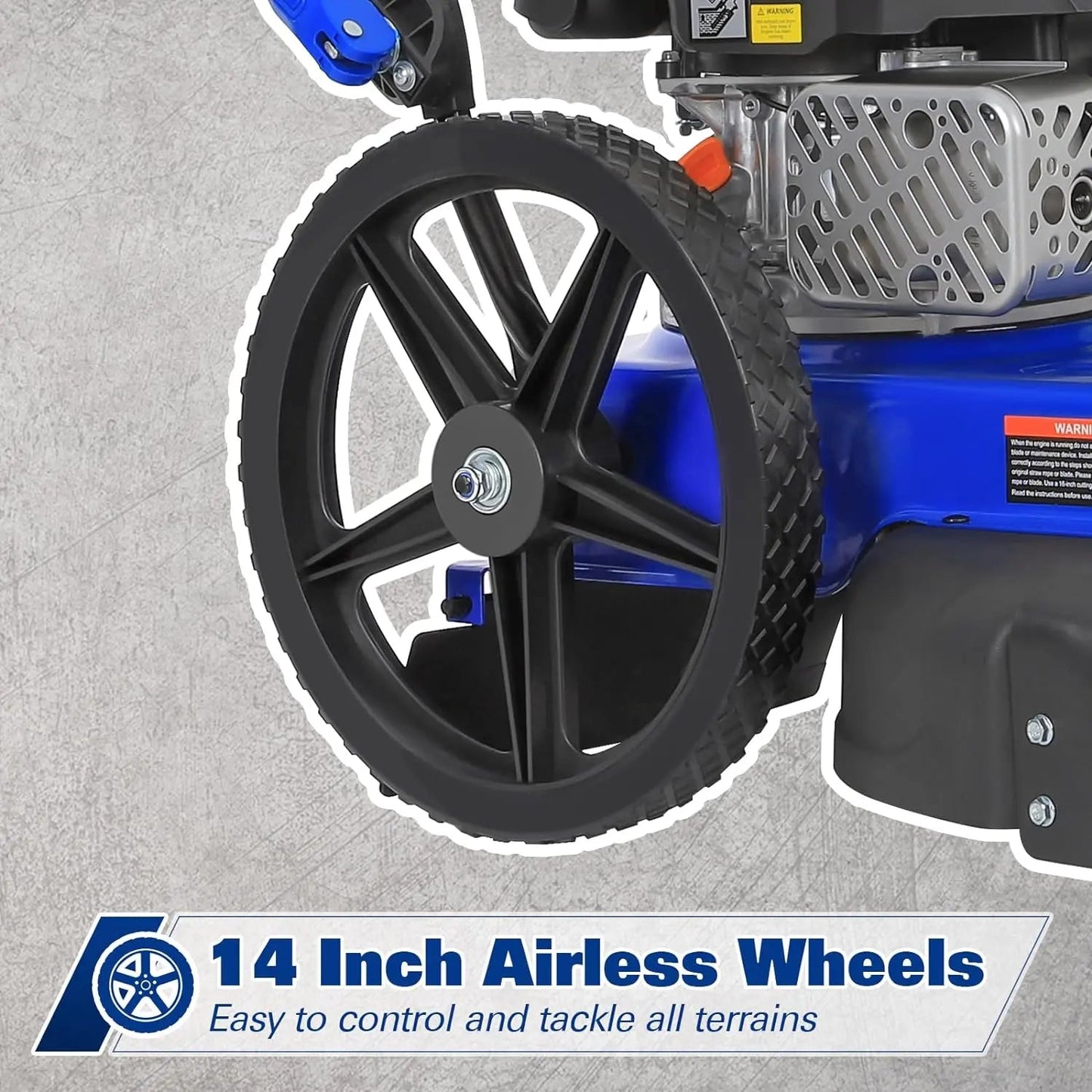 BILT HARD Walk Behind String Trimmer, 170cc 4-Cycle Gas Brush Hog Mower, 22" Cutting, 14" Flat Free Wheels – TJA-1053