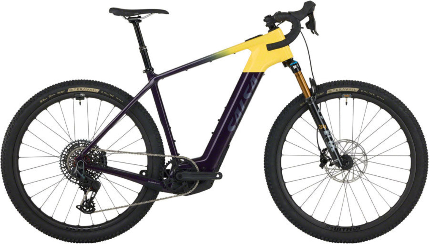 NEW* Salsa Tributary C Force XO AXS Transmission SUS Gravel Ebike - 29", Carbon, Amethyst/Yellow, MD, GRADE A - LIKE NEW - 210000074577