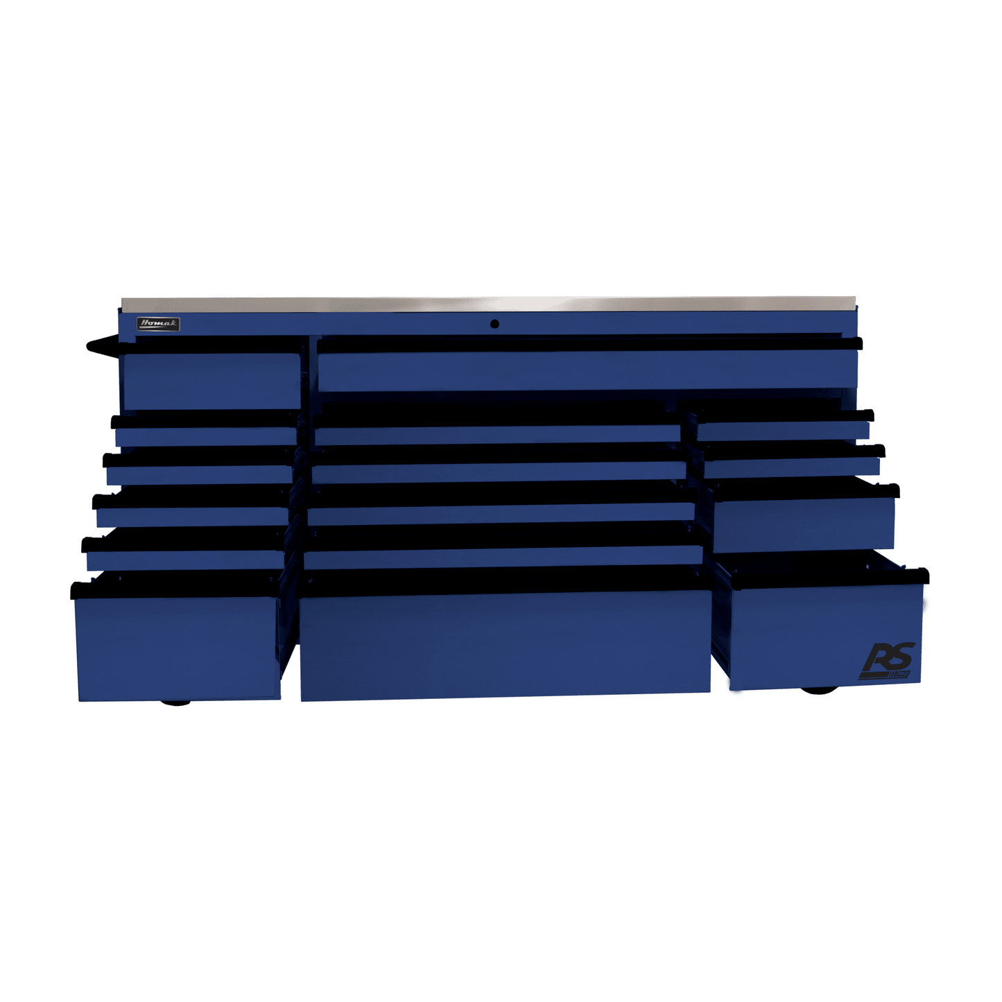 Homak  72” RS Pro Series 16 Drawer Roller Cabinet with Stainless Steel Top - BK04072164