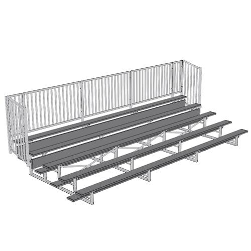 5 Row 15' - 27' Enclosed Aluminum Bleacher w/ Guard Rail - BL5A15V4F27