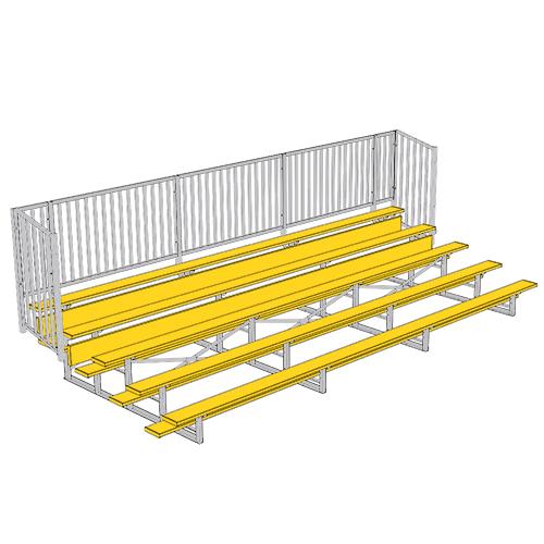 5 Row 15' - 27' Enclosed Aluminum Bleacher w/ Guard Rail - BL5A15V4F27