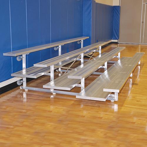 4 Row 15' Tip & Roll Portable Aluminum Bleacher - 0415ALRS