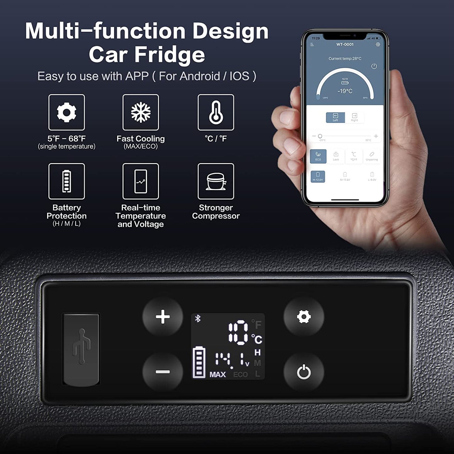 BODEGAcooler Mini Portable Car Armrest Refrigerator 9qt/8L  - CF8