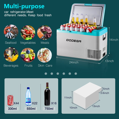 BODEGAcooler 27qt/25L K25 12V Portable Car Fridge Freezer - Blue