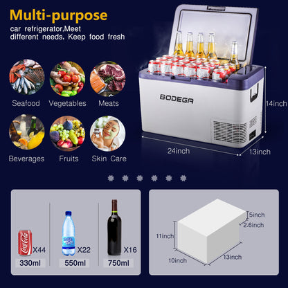 BODEGAcooler 27qt/25L K25 12V Portable Car Fridge Freezer - Dark Blue - K25- dark blue-1