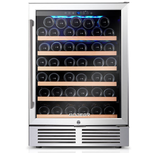 BODEGAcooler 24" 46 Bottles Wine Cooler in Stainless Steel with Wood Shelves - JC-145A-US