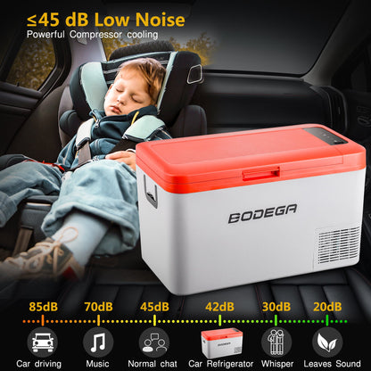 BODEGAcooler 27qt/25L K25 12V Portable Car Fridge Freezer - Orange - K25-OG