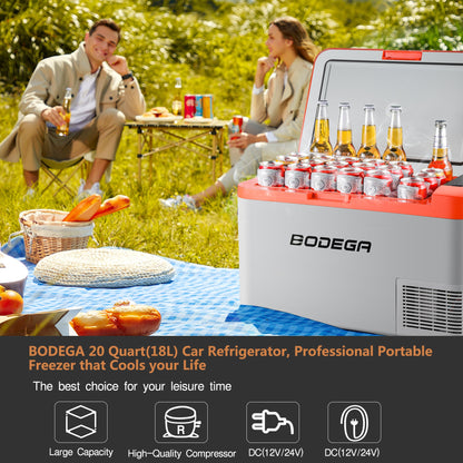 BODEGAcooler 27qt/25L K25 12V Portable Car Fridge Freezer - Orange - K25-OG