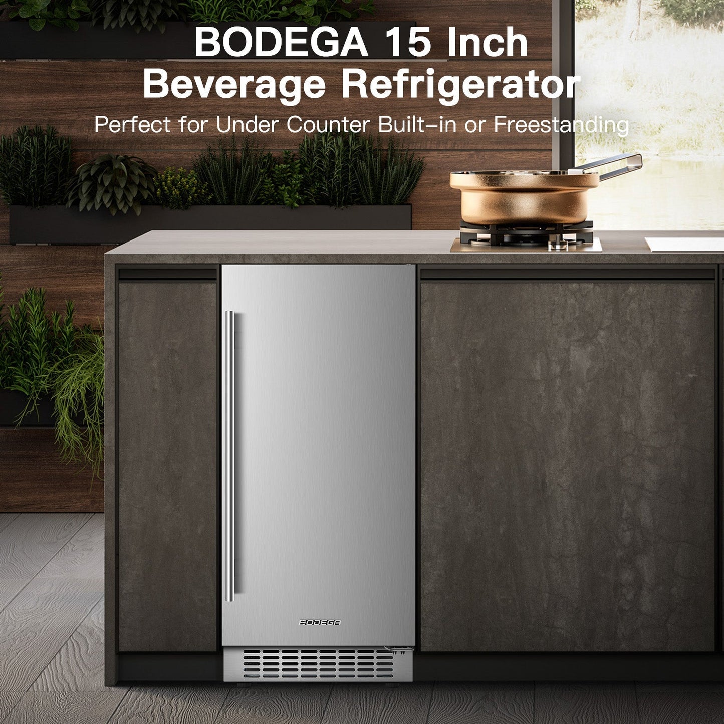 Earth Day Sale-BODEGAcooler 15" Built-in 100 Can Beverage Fridge in Stainless Steel - YC-100A-US-1