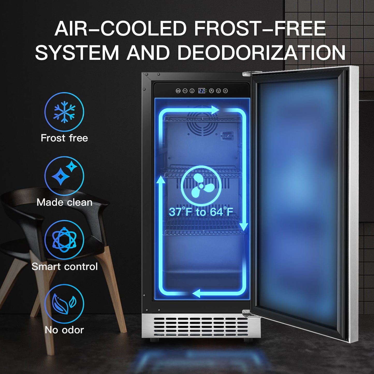 Earth Day Sale-BODEGAcooler 15" Built-in 100 Can Beverage Fridge in Stainless Steel - YC-100A-US-1