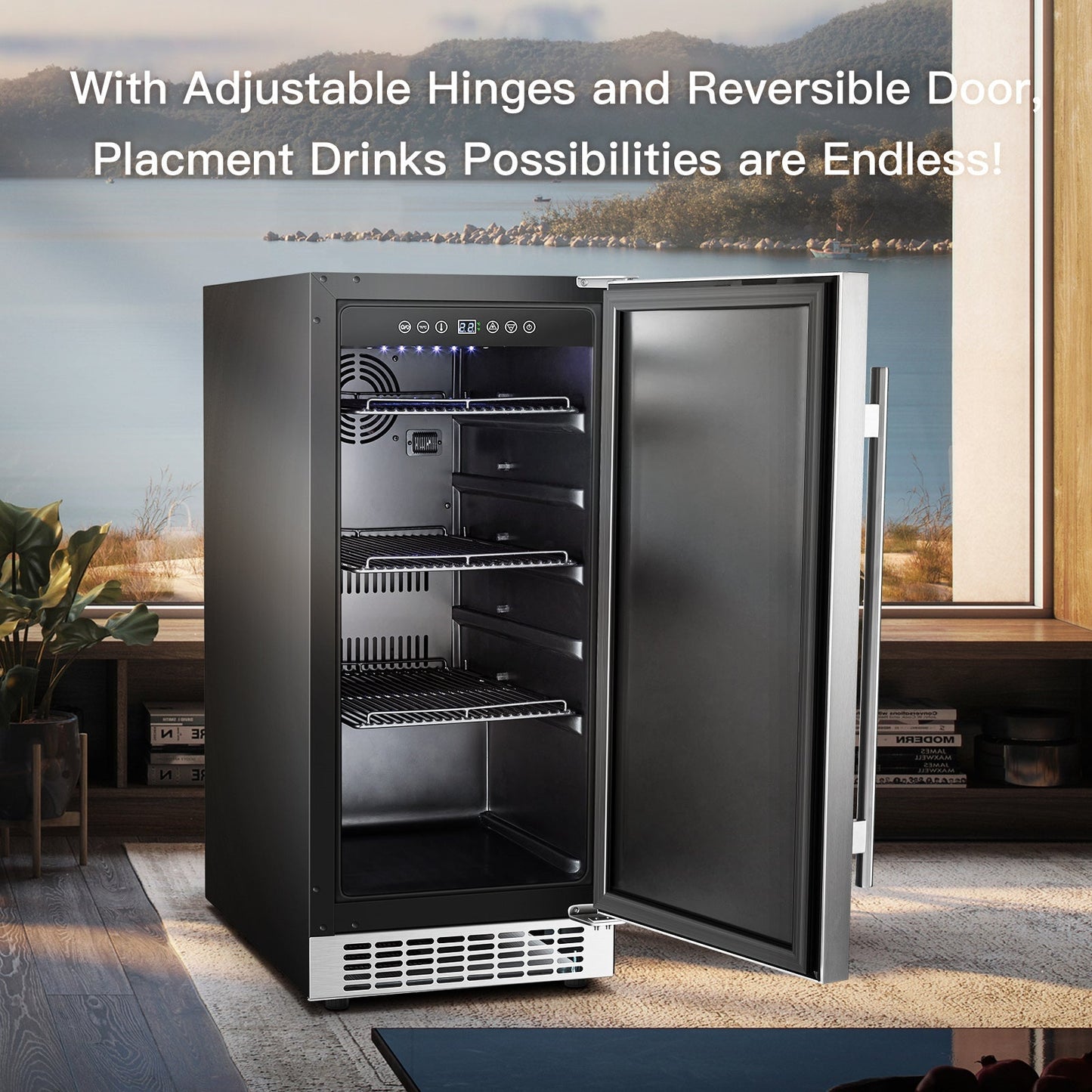 Earth Day Sale-BODEGAcooler 15" Built-in 100 Can Beverage Fridge in Stainless Steel - YC-100A-US-1