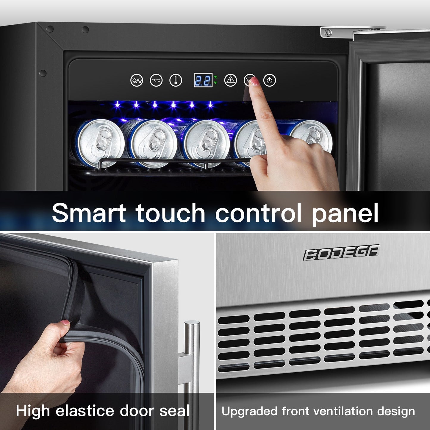 Earth Day Sale-BODEGAcooler 15" Built-in 100 Can Beverage Fridge in Stainless Steel - YC-100A-US-1