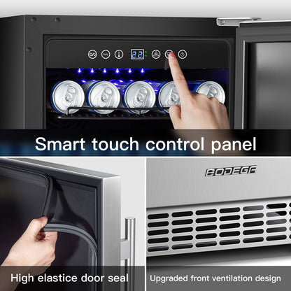 Earth Day Sale-BODEGAcooler 15" Built-in 100 Can Beverage Fridge in Stainless Steel - YC-100A-US-1