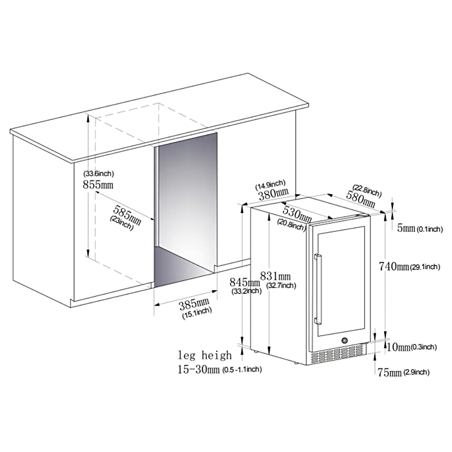 BODEGAcooler 15 Inch Beverage Cooler 100 Can Outdoor Fridge - YC-100A-US