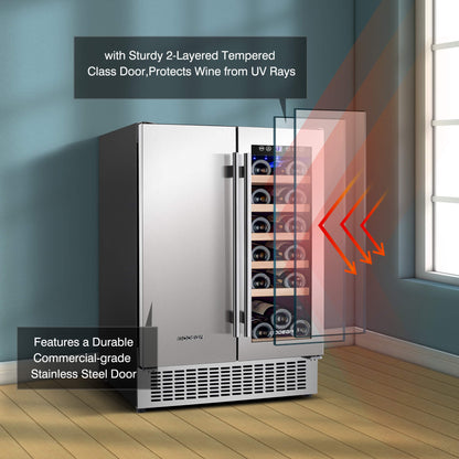 BODEGAcooler 24" Wine and Beverage Fridge Dual Zone 18 Bottles and 57 Cans - YC120-2D-1