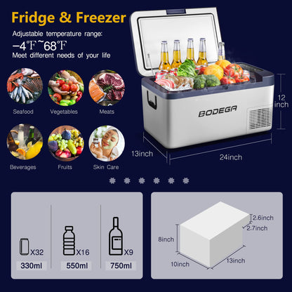 BODEGAcooler 20 Quart/18L K18 Portable Car Fridge/Freezer - Dark Blue - K18-Dark Bule-1