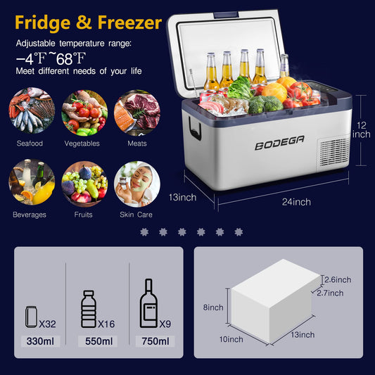 BODEGAcooler 20 Quart/18L K18 Portable Car Fridge/Freezer - Dark Blue - K18-Dark Bule-1