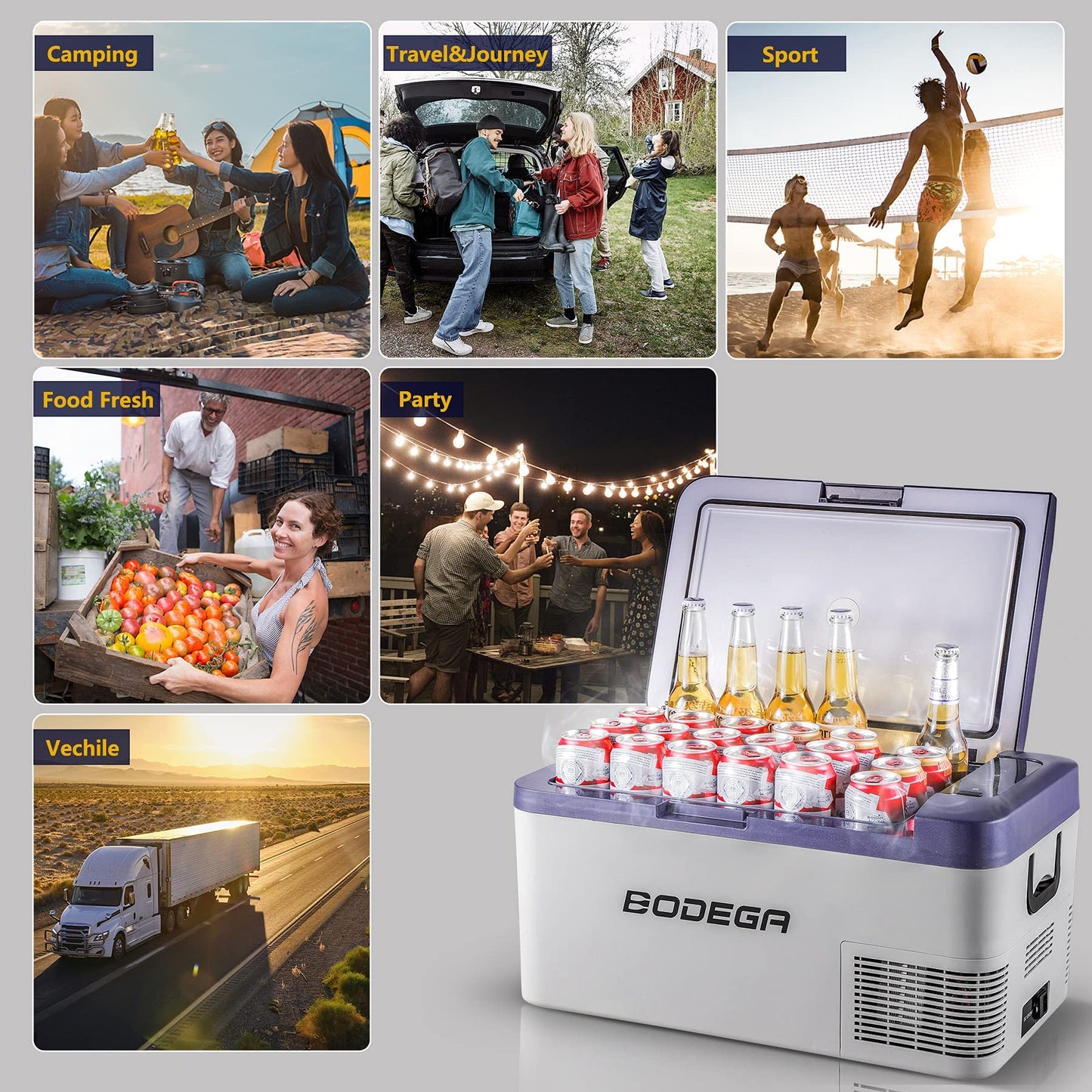 BODEGAcooler 20 Quart/18L K18 Portable Car Fridge/Freezer - Dark Blue - K18-Dark Bule-1