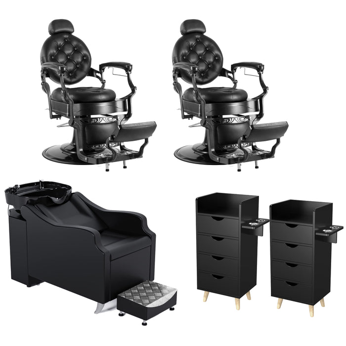 OmySalon 2 Operator Vintage Barber Package Black - BP1-2B