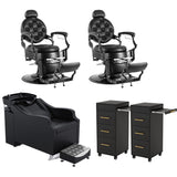 OmySalon 2 Operator Vintage Mobile Barber Package Black - BP3-2B