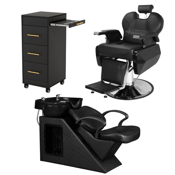 OmySalon 1 Operator Basic Mobile Barber Package Black - BP4-1B