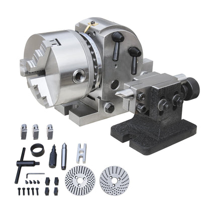 KAKA INDUSTRIAL Semi-Universal Dividing Head Sets BS-0/BS-1 Dividing Head Set 5"/6",with 5"/6" Chuck, Tailstock, Dividing Plates, 3-jaw Chuck Semi Universal Milling Set - 162320