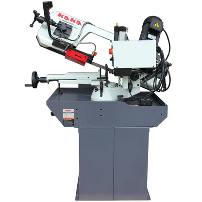 KAKA Industrial BS-106G horizontal bandsaw Metal Cutting Band Saw, Cuts up to 9” round metal stock at 90°. Swivel head miters up to 60°. 230V-60HZ-3PH - 188119V230