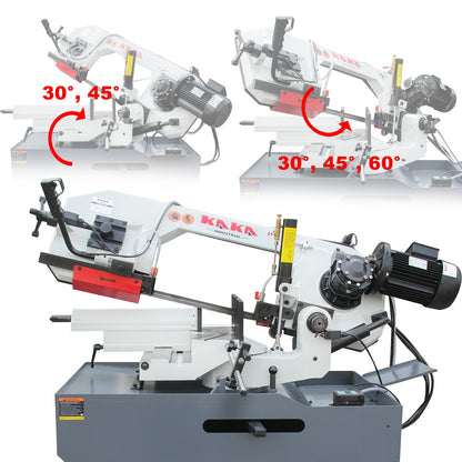 KAKA INDUSTRIAL Dual Miter Metal Bandsaw - 12 inch x 6inch, 60° Right/45° Left Swivel, Dual-Speed Motor, Hydraulic Feed, 230V 3-Phase | Ideal for Structural Steel, Pipes, Fabrication BS-126G - 188122V230B