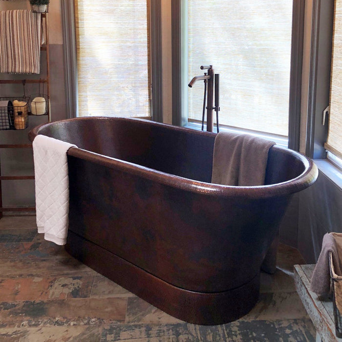 Premier Copper 72 in. Hammered Copper Modern Style Bathtub - BTM72DB