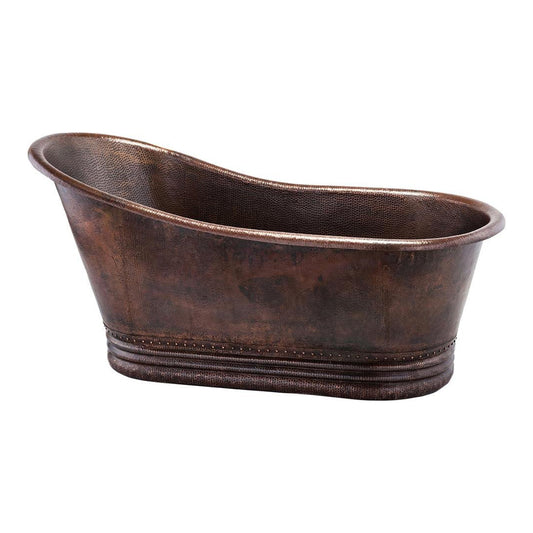 Premier Copper 67 in. Hammered Copper Single Slipper Bathtub - BTS67DB