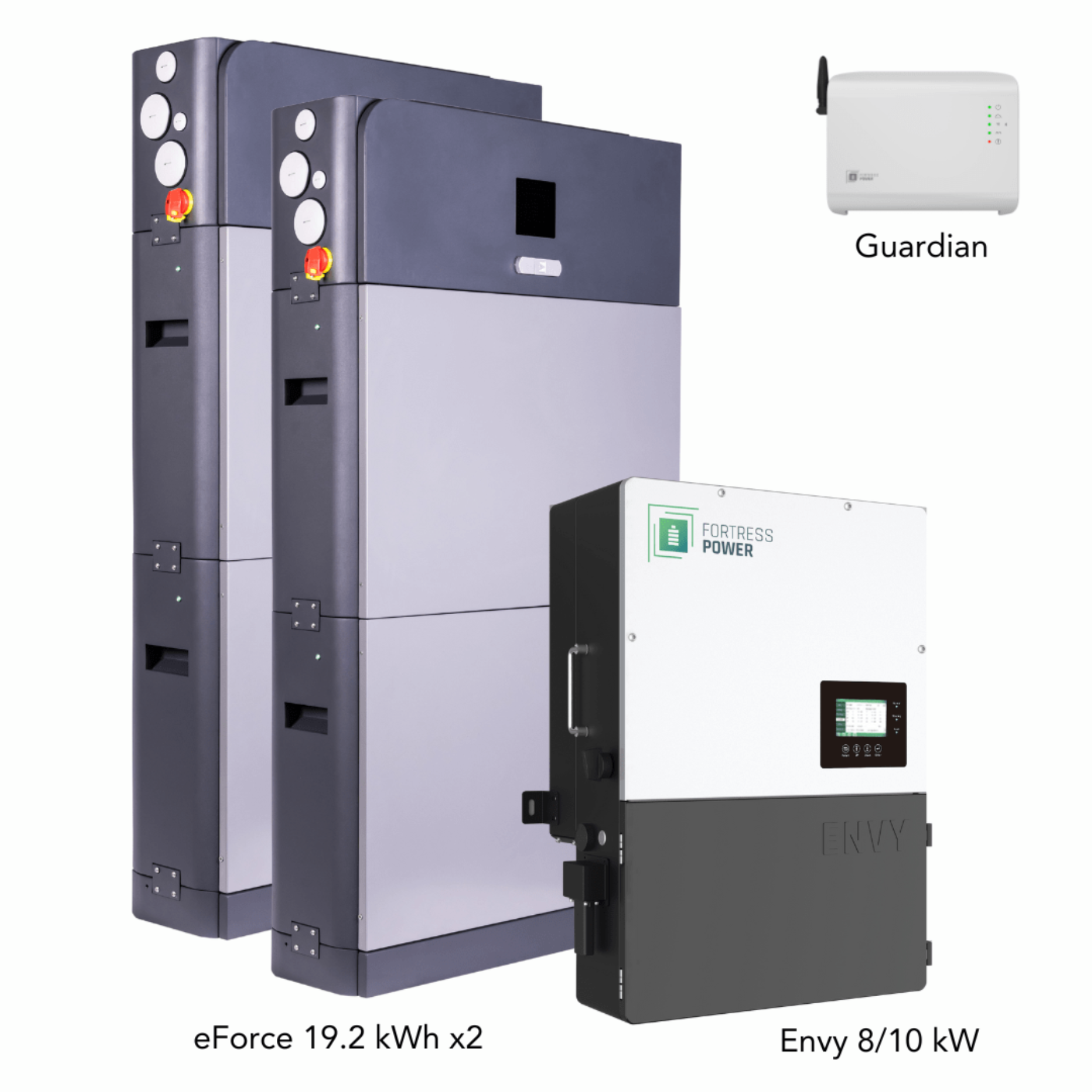 Aims Power Hybrid Power Kit | 8kW 120/240 Output 48VDC - 38.4kWh System Bundle | Envy8 Hybrid Inverter + 2 x eForce 19.2 Stackable Lithium Battery | Guardian Battery Monitor - Envy8+2*eForce19.2+Guardian