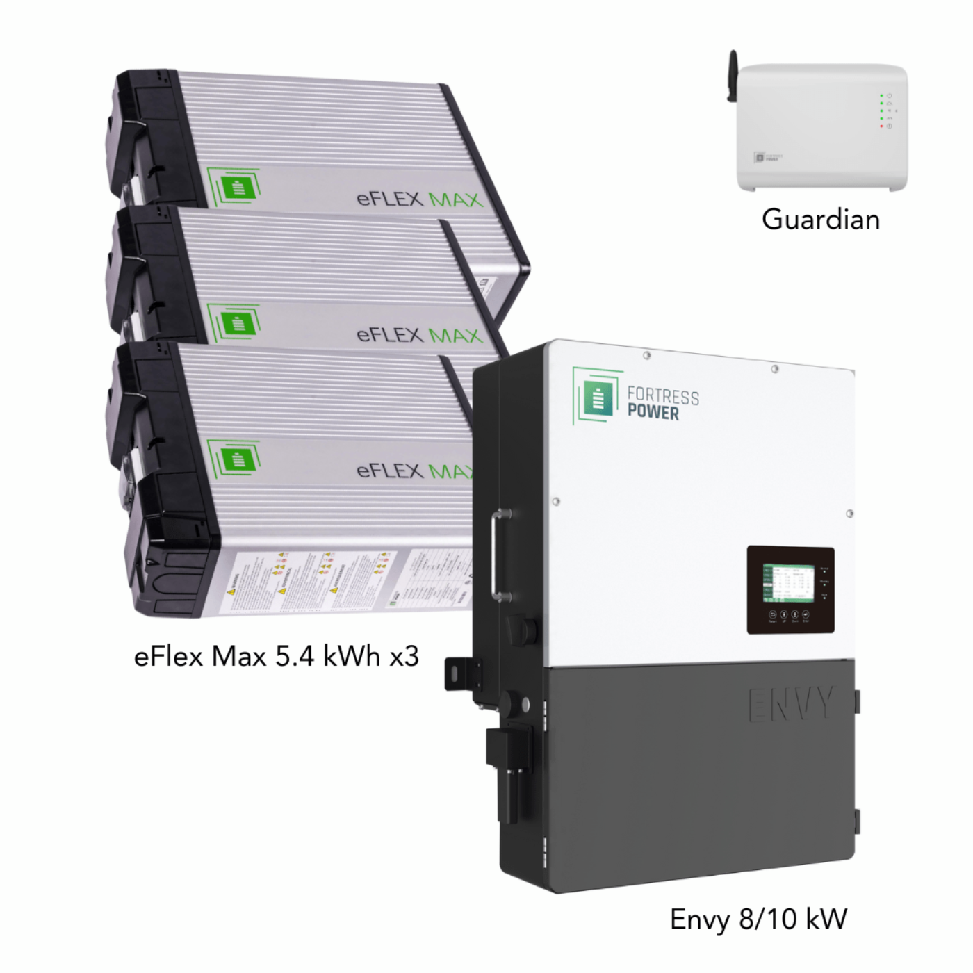 Aims Power Hybrid Power Kit | 8kW 120/240 Output 48VDC - 16.2kWh System Bundle | Envy8 Hybrid Inverter + 3 x eFlex Max Lithium Battery | Guardian Battery Monitor - Envy8+3eFlexMax+Guardian
