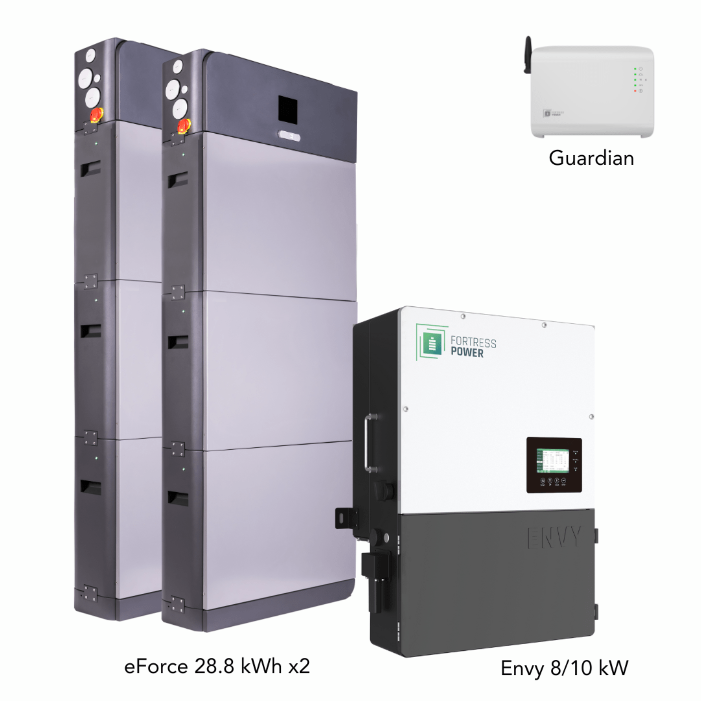 Aims Power Hybrid Power Kit | 8kW 120/240 Output 48VDC - 57.6kWh System Bundle | Envy8 Hybrid Inverter + 2 x eForce 28.8 Stackable Lithium Battery | Guardian Battery Monitor - Envy8+2*eForce28.8+Guardian