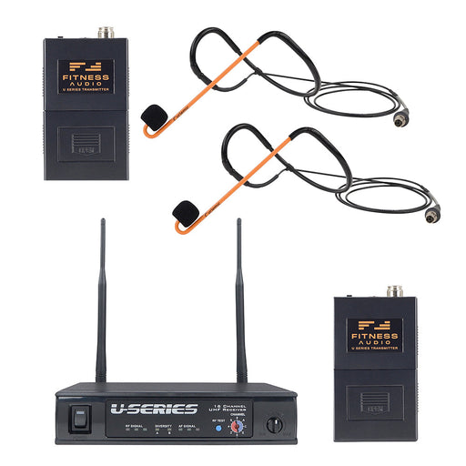 Fitness Audio Uhf Base System with 2 Cyclemic Headset Microphones and 2 Bodypack Transmitters FA-UHF-HEAVY-CYCLEMIC-520