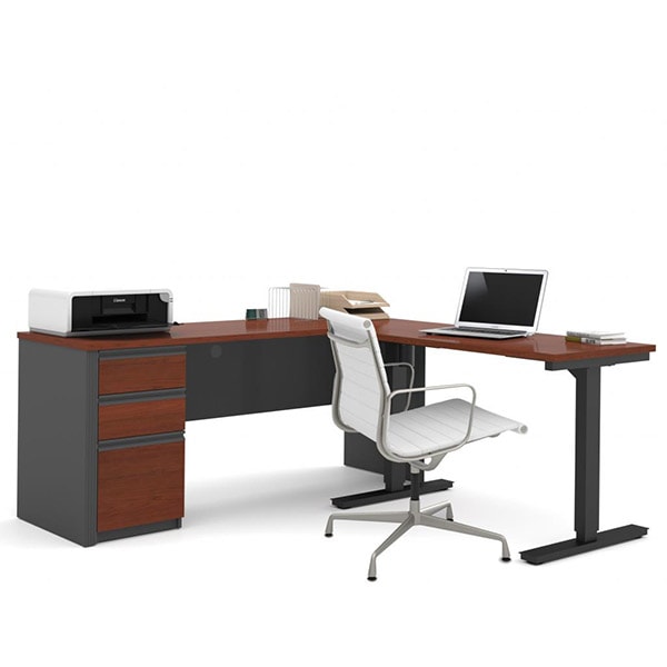 Bestar Prestige + L-Desk with Electric Height Adjustable Table